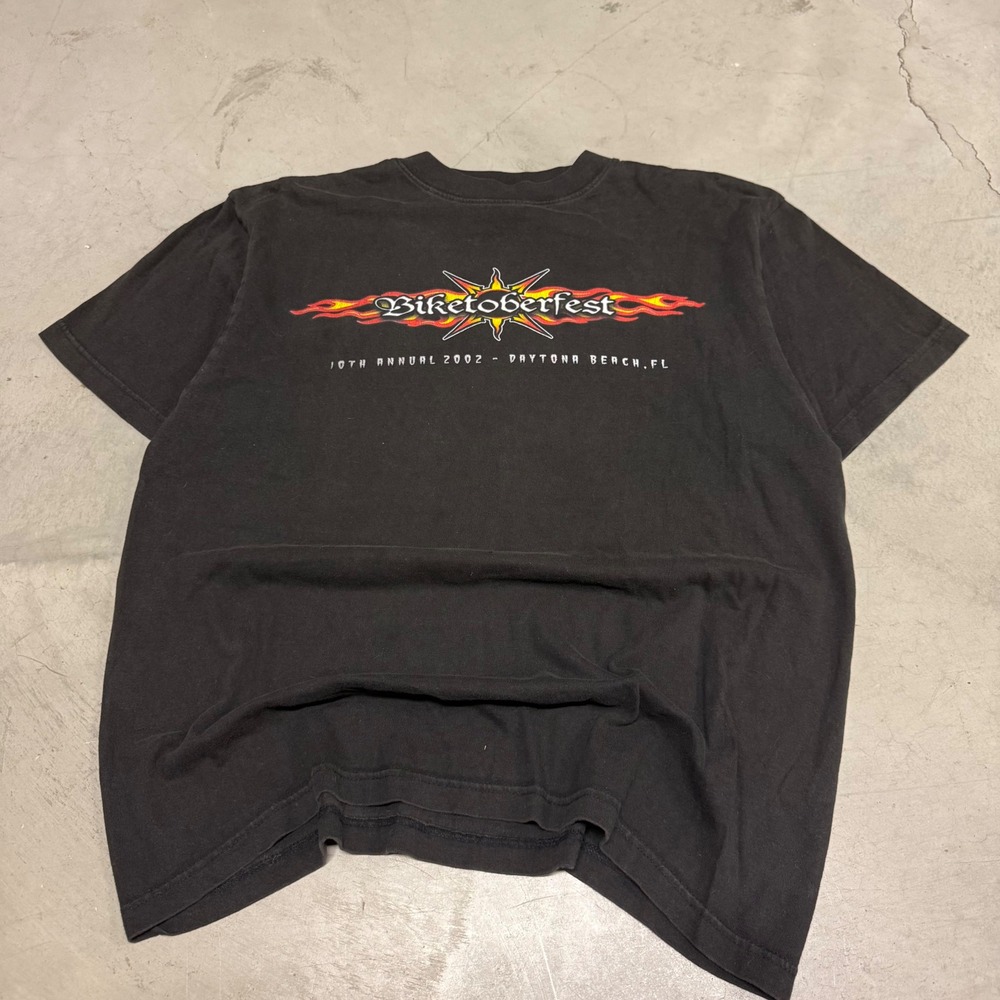 Vintage 2002 Biketoberfest Daytona Beach FL T-Shirt Mens Large Black 10th Annual